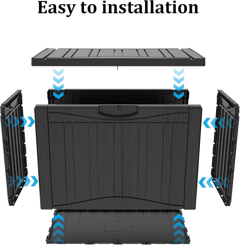 Outdoor Resin Storage Deck Box, 48 Gallon Capacity, Weather-Resistant, Black