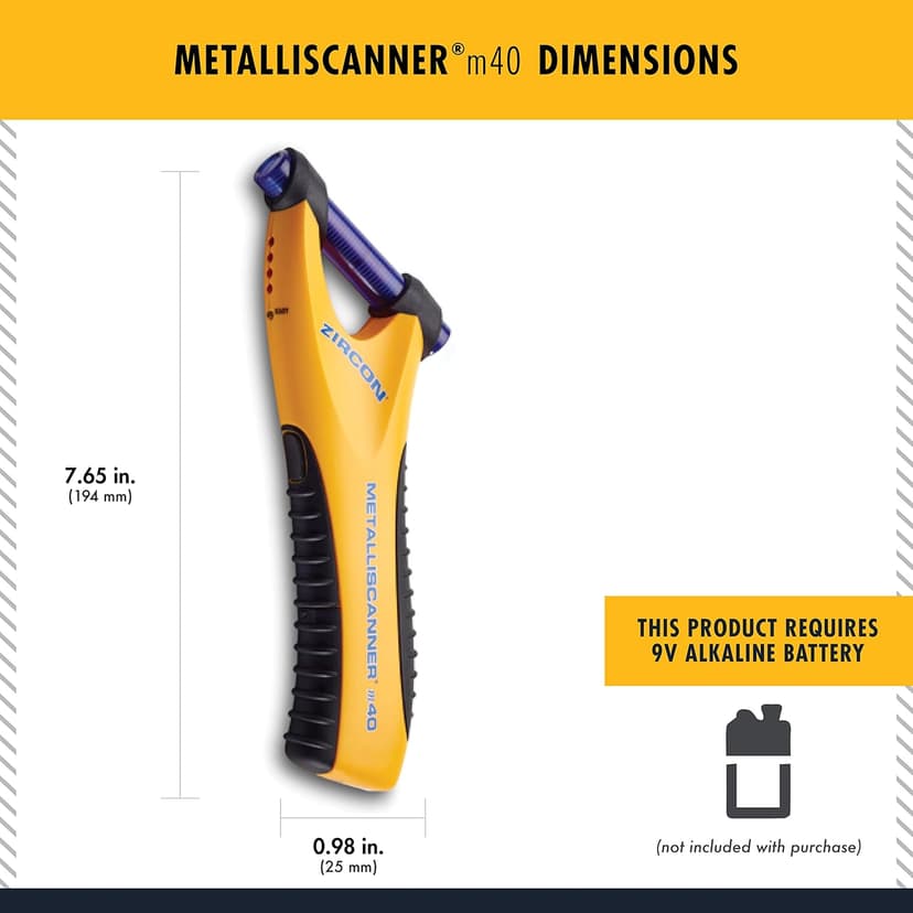 Zircon MetalliScanner m40 Handheld Electronic Metal Detector For Use on Dry Wall, Concrete, Lathe and Plaster, Stucco and More