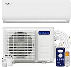 DELLA Vario 12000 BTU Mini Split Air Conditioner Work with Alexa 19 SEER2 Cools Up to 550 Sq.Ft Energy Efficient Ductless Inverter System, Heat Pump Pre-Charged and 16.4ft Installation Kits