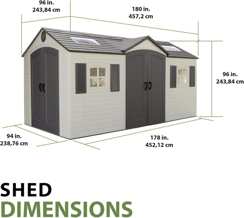 Lifetime 60079 Outdoor Storage Dual Entry Shed, 15 x 8 ft, Desert Sand