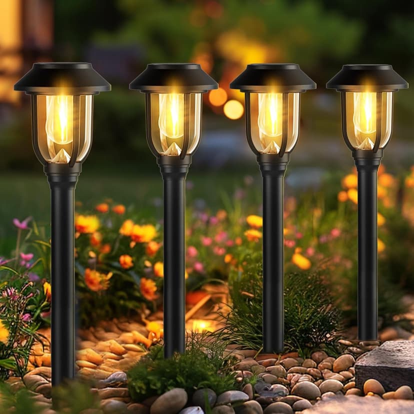 10 Pack Solar Pathway Lights Outdoor Waterproof, Dusk to Dawn Auto On/Off LED Garden Lights, Easy Installation Landscape Lighting for Yard Garden Lawn Driveway