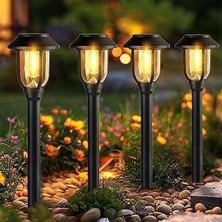 10 Pack Solar Pathway Lights Outdoor Waterproof, Dusk to Dawn Auto On/Off LED Garden Lights, Easy Installation Landscape Lighting for Yard Garden Lawn Driveway