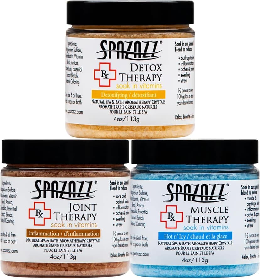Spa & Hot Tub RX Therapy Muscle Detox Joint Bundle 3 Pack Gift Set - Spazazz Therapeutic Mineral Dead Sea Bath Salt Crystals Collection