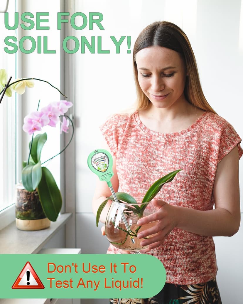2025 Upgraded Soil Moisture Meter for Plants, Soil pH Meter, 4-in-1 Soil Tester for Light/Moisture/pH/Fertility, Plant Water Meter for Garden, Lawn, Farm, Indoor & Outdoor