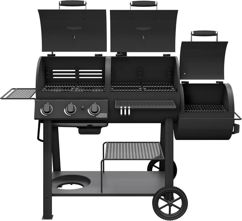 OKLAHOMA JOE'S® Canyon™ Charcoal and Propane Gas Combination Smoker and Grill, Black Steel, 24203004