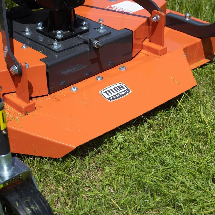 Titan Attachments 3 Point PTO Finish Mower, 60" Cutting Width, Category 1 Hitch, Rear Discharge, Requires 25-40 HP Tractor, Low-Noise Cast Iron Gearbox, Orange Finish