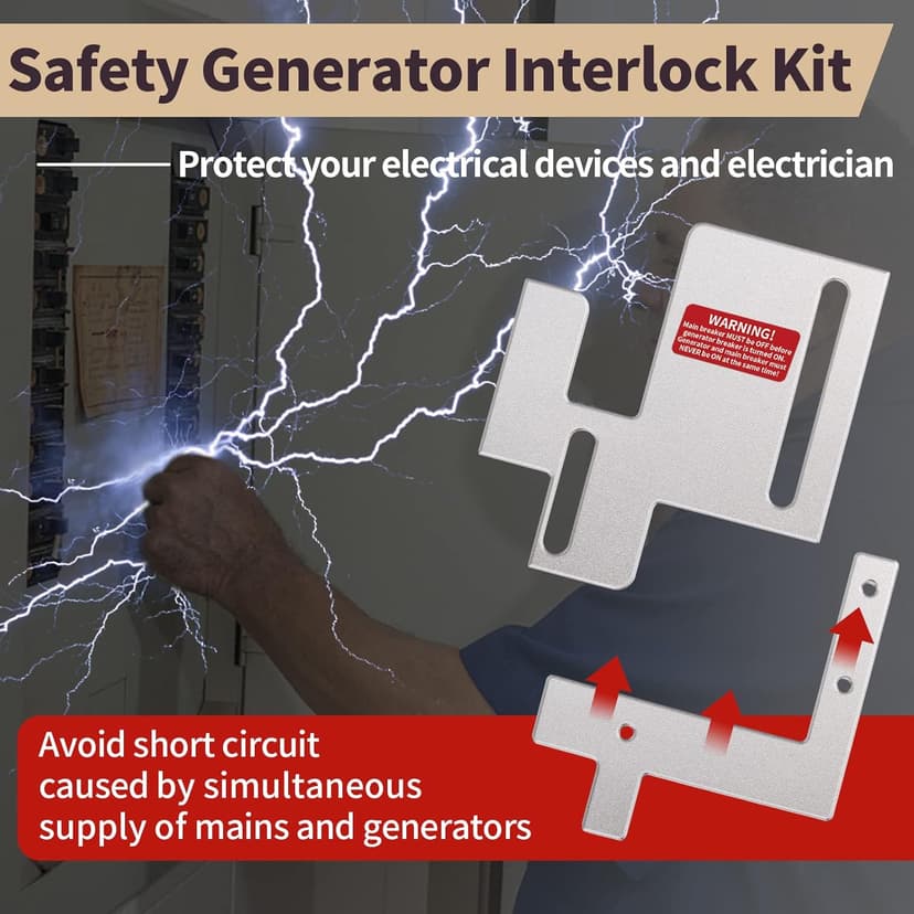 Generator Interlock Kit for Eaton/Cutler Hammer BR Series Breaker Box 150 A/200 Amp, Apply to 1 1/4 to 1 7/16 Inches Spacing Between Main and Generator Circuit Panel, Anodized Generator Lockout Kit