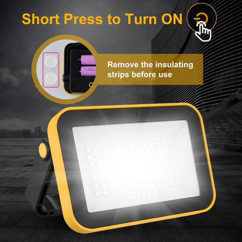 T-SUN Battery Work Light Rechargeable Portable Flood Light Cordless LED Work Light with Tripod Hole IP65 Waterproof Trouble Light USB Powered for Camping Car Repaire Job Site