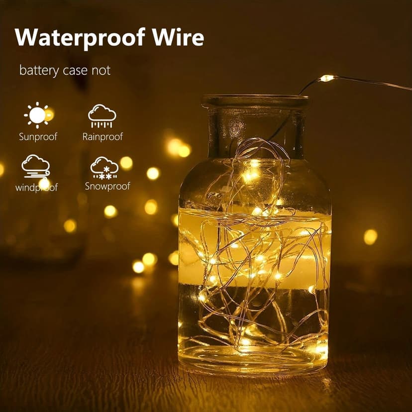 4-Pack Fairy Lights Battery Operated with Timer, Waterproof 16FT 50 LED String Lights Indoor Outdoor, Cuttable Starry Fairy Lights for Christmas Home Bedroom Wedding DIY Centerpiece Decor (Warm White)