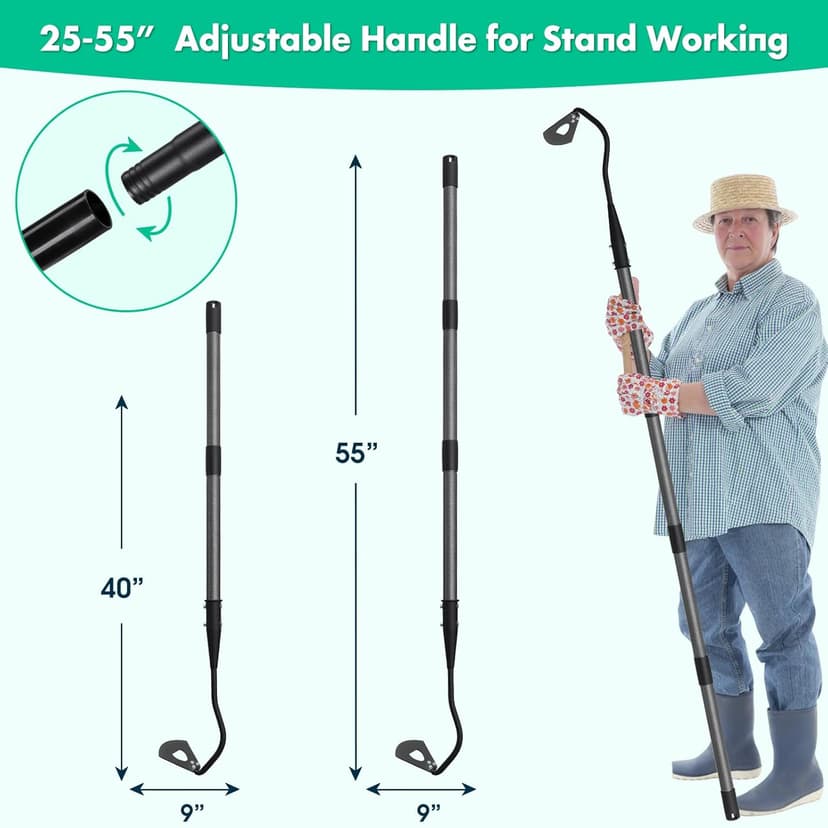 Hardened Hollow Hoe with Long Handle,Heavy Duty Garden Hoes for Weeding Loosening Soil Digging Planting Ridging, Handy Hoe Garden Tool (55")