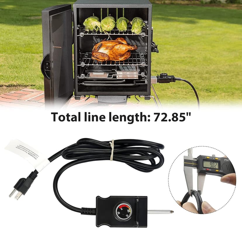 Power Cord for Masterbuilt Smoker Parts Analog Control Plug Dial Knob Temp Thermostat Controller Replacement Heating Element Electric Grill Turkey Fryers