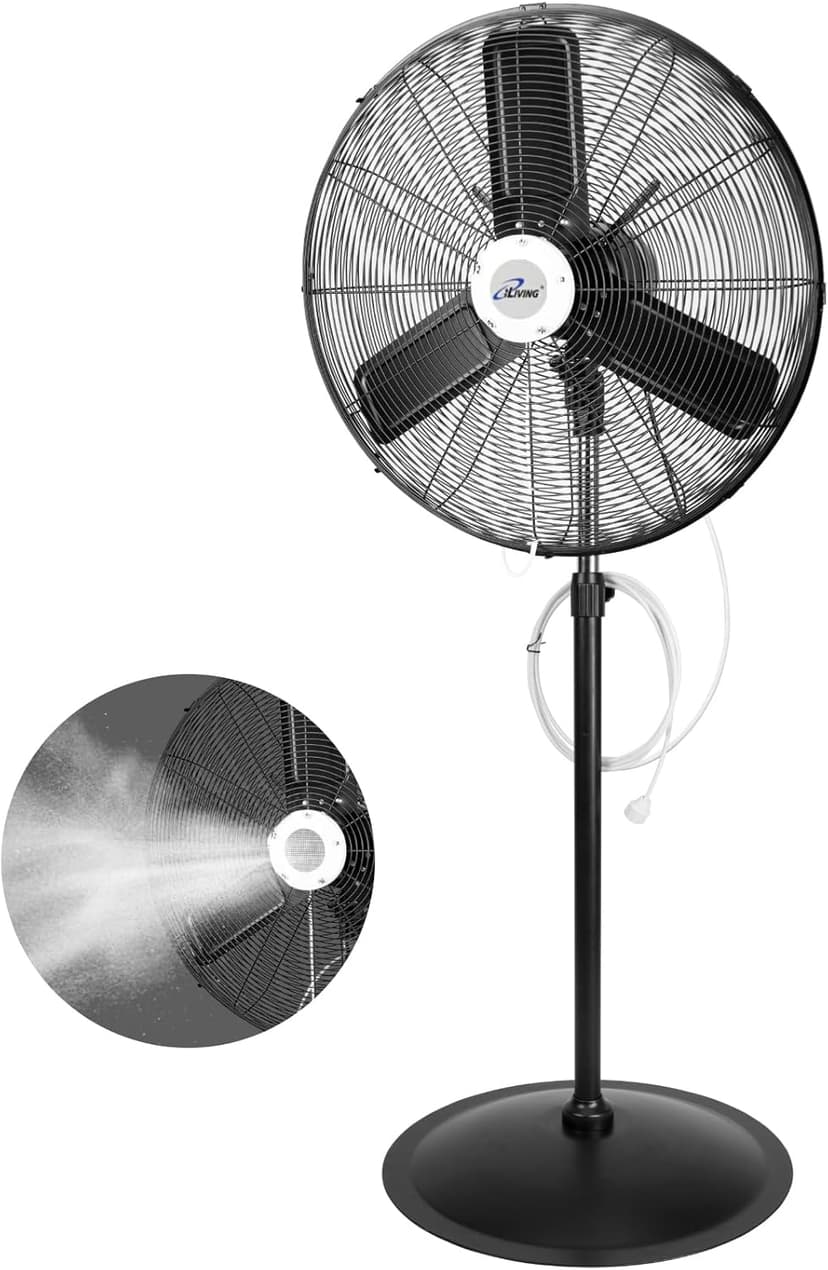 iLiving 30" Pedestal Outdoor Oscillating Fan with Misting kit - Shop, Greenhouse, Patio - 120V 1.8A 8400 CFM