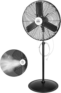 iLiving 30" Pedestal Outdoor Oscillating Fan with Misting kit - Shop, Greenhouse, Patio - 120V 1.8A 8400 CFM