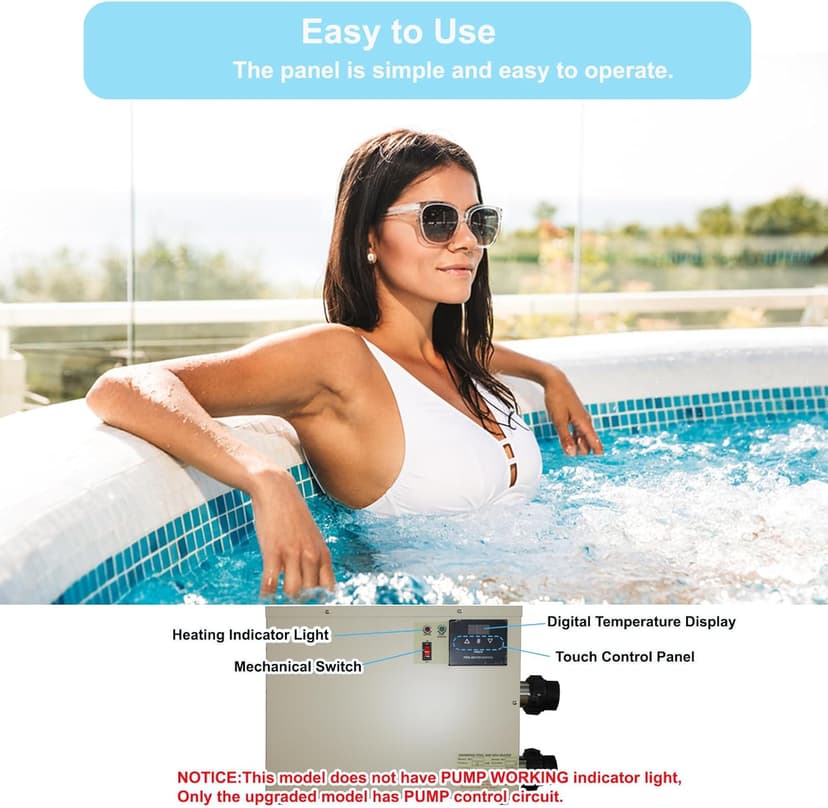 Pool Heater-11KW 220V Upgrade Thermostat Electric Swimming Pool Heater,Digital Touch Display Energy Efficient Pool Water Heater for Spas, Bathtubs and Above Ground in-Ground Pools. (Upgrade 220 11KW)