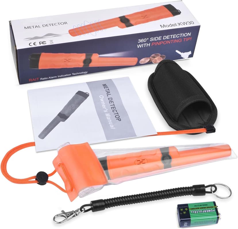 Kuman Pin pointer Water Resistant Metal Detectors with Holster Treasure Hunting Unearthing Tool Accessories Buzzer Vibration Automatic Tuning KW30