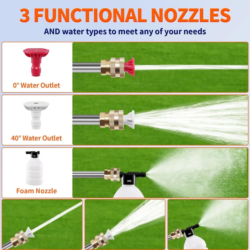 Cordless Pressure Washer,1500W Portable Battery Pressure Washer, 60Bar/870 PSI High Pressur𝗲 Washer Gun with 2 Nozzles, 2 Battery, 5m Hose Cordless Jet Washers/Pressur𝗲 Washer for Car/Floor/Patio