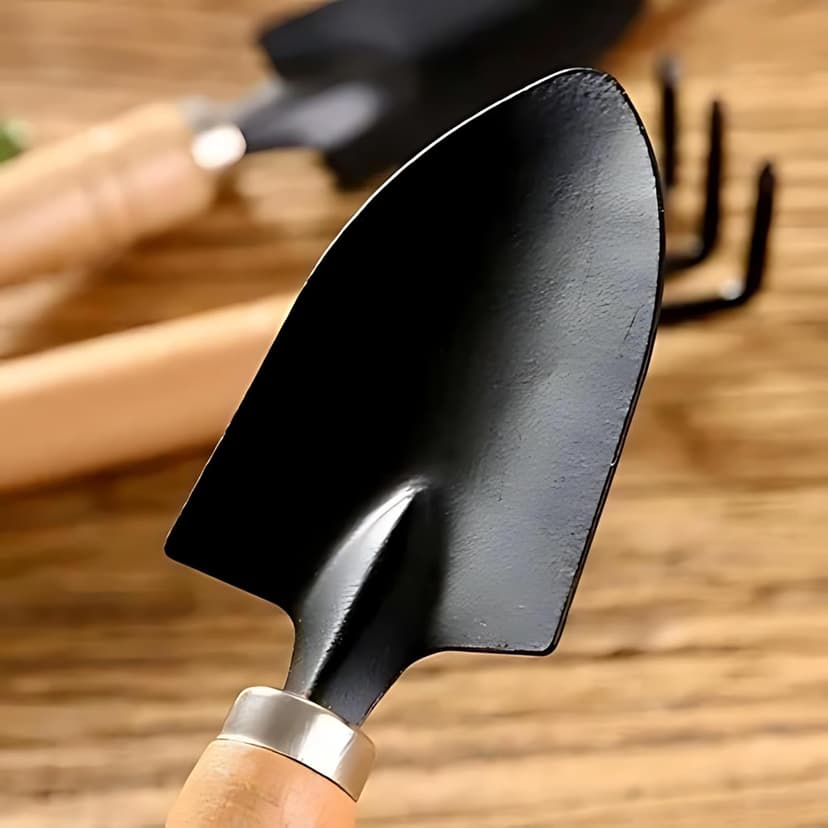 Indoor Garden Tool Set - Minature Steel Gardening Hand Tools Kit with Ergonomic Wooden Handles | Includes Trowel, Transplanter, Cultivator | Perfect Gardening Tool Set for Indoors and Small Projects