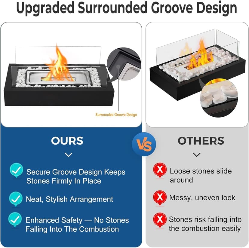 Metal Rectangle Table Top Firepit - Smores Maker Kit with 4 Roasting Sticks Indoor Tabletop Fire Pit & Outdoor Table Fireplaces, Gift for Mother's Day | Modern Home Décor, Housewarming & Birthday Gift