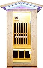 Outdoor Sauna Wooden Far Infrared Saunas Spa 1300W Low-EMF Dry Sauna Room for One Person Finland Spruce Wood