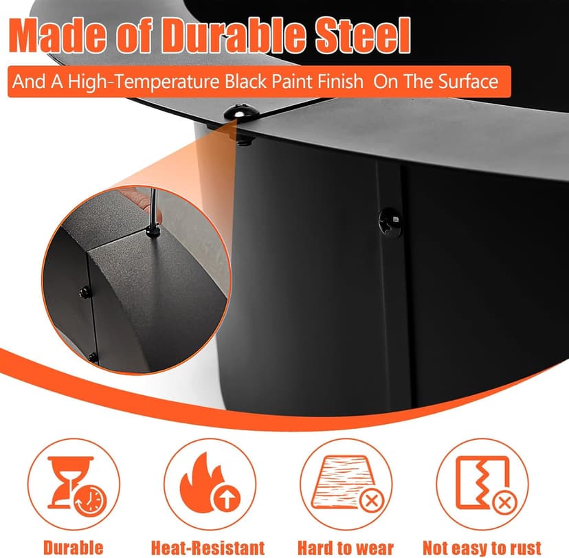 QuliMetal 36-Inch Steel Fire Pit Ring Insert, DIY Campfire Ring Above or In-Ground, Black