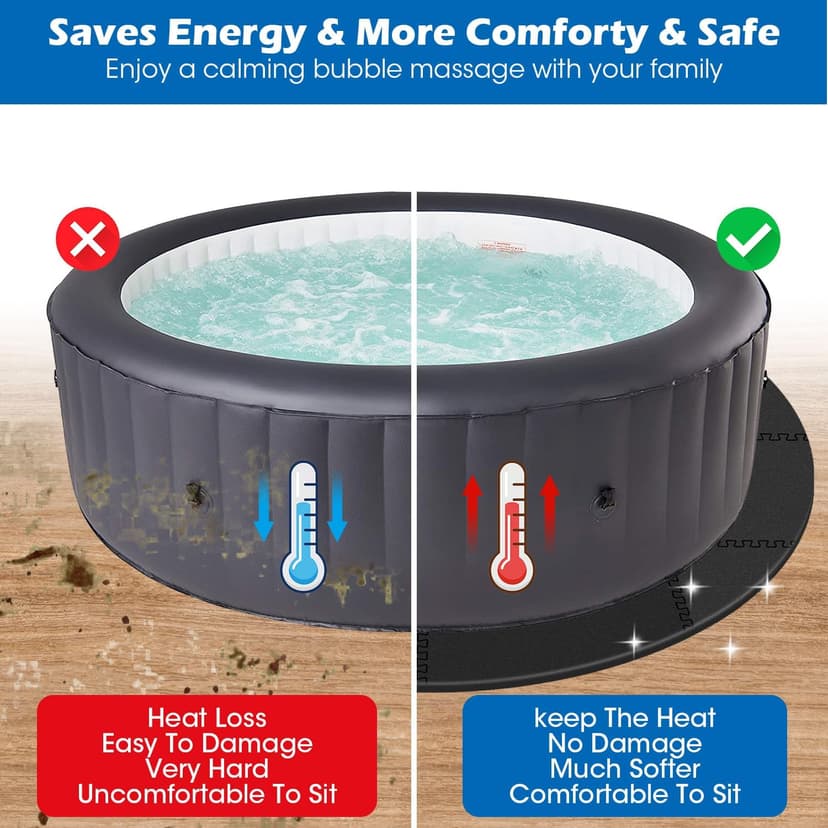 78 Inch Round Hot Tub Mat - Extra-Thick Interlocking Hot Tub Protective Pad Spa Pool Foam Insulation Mat Ground Base Flooring Protector for Portable Inflatable Hot Tub Accessories Outdoor Indoor