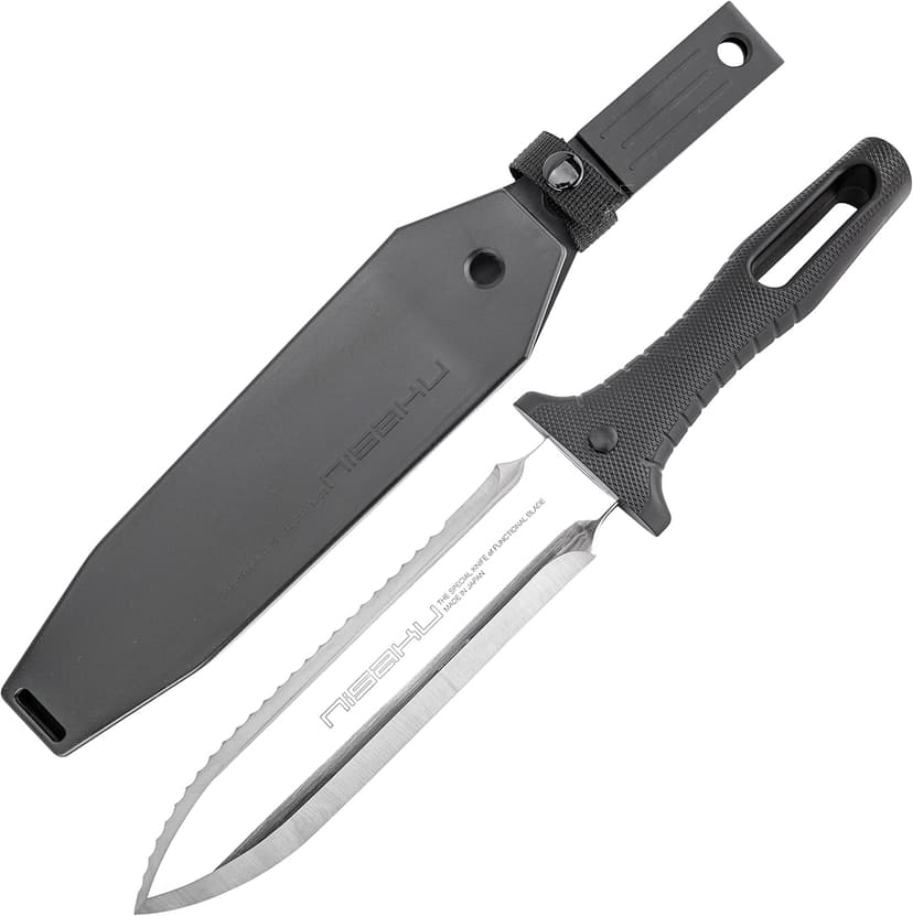 Nisaku NJP800 Yamagatana Hori Weeding & Digging Knife, Japanese Stainless Steel 7.25-Inch Blade, 5.5-Inch Ergonomic Black Plastic Handle