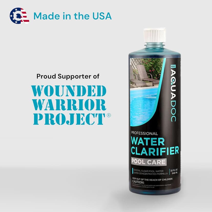 Pool Clarifier Liquid for Fast Acting Cloudy Water Treatment, Swimming Pool Water Clarifier Pool Owners Love, Use Our Clarifier to Keep Your Pool Clear - AquaDoc 32oz