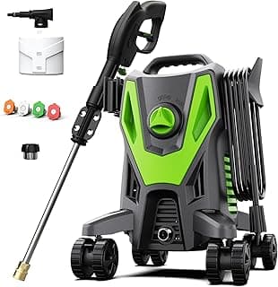 Electric Pressure Washer - 4500PSI 3.0GPM Power Washer with 500ML Foam Cannon, 4 Nozzle Tips, with 4-Wheel Anti-Tip Technology, 360° Swivels High Pressure Cleaning Machine for Cars, Driveways, Patios