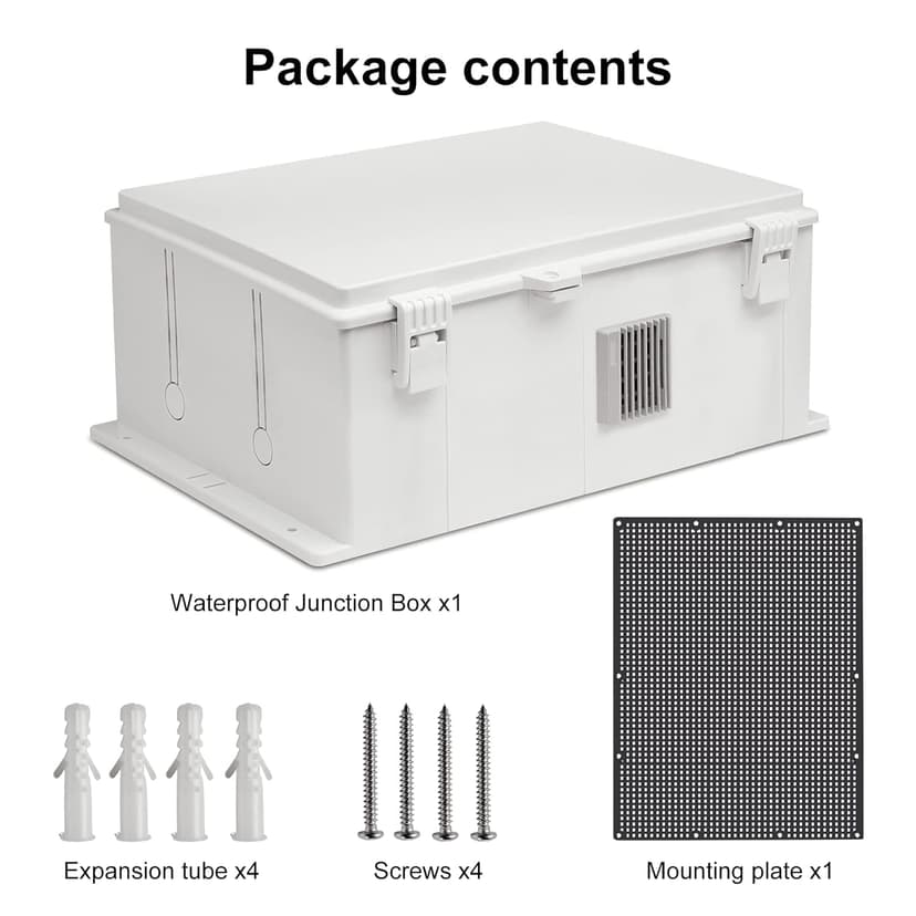 Outdoor Electrical Box with Thermostat and Fan, ABS Water Resistant Enclosure with Internal Mounting Panel & Hinged Cover, 18.1" H* 12.6" L* 6.3" W, Plug & Play.