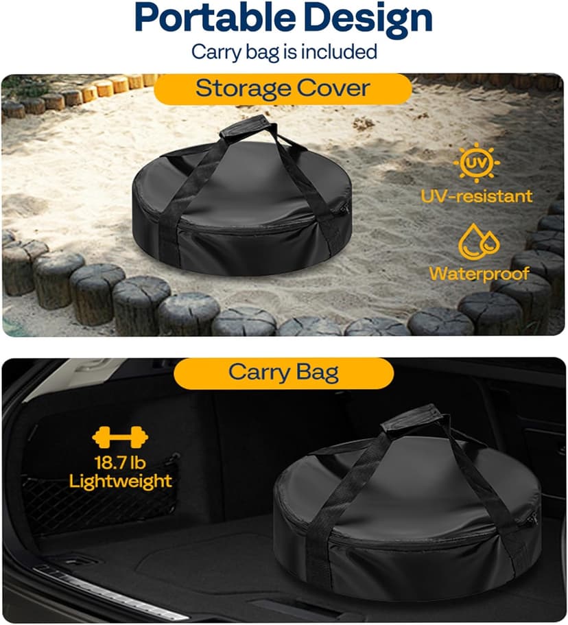 Portable 17 inch Propane Fire Pit 58000 BTU Smokeless Gas Fire Bowl with Adjustable Flame,Cover Carry Kit,CSA Certified for Camping,Patio,Backyard,RV&Tailgating-Includes Hose&Lava Rocks