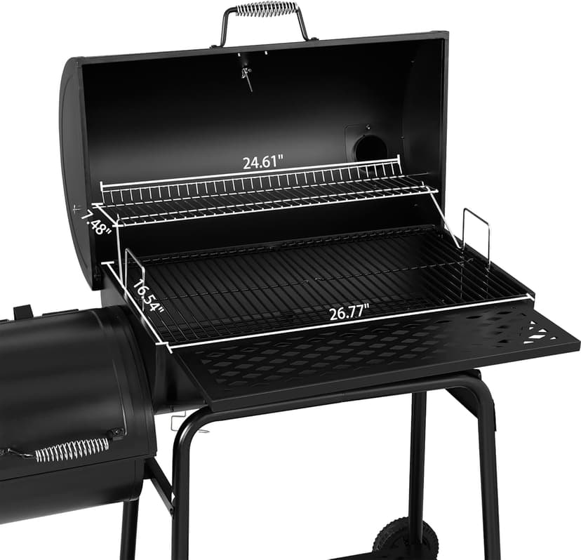 Royal Gourmet CC1830FC Charcoal Grill Offset Smoker (Grill + Cover), Black