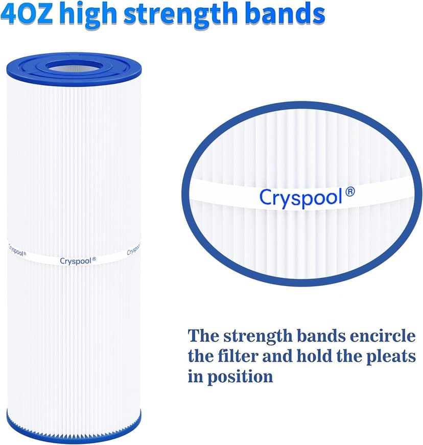 Cryspool® 04072 Filter Compatible with PRB25-IN Hot Tub Filter, C-4326, FC-2375, 3005845, R172327, R173429, 33521, 25392, 817-2500, 5X13 Drop in Spa Filter, 2 Pack