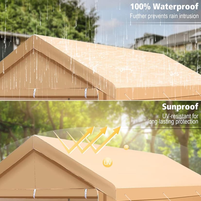 MFSTUDIO Carport 10x20 ft, Heavy Duty Carports Car Canopy Tent with Removable Sidewalls Doors, Portable Garage Waterproof UV-Resistant Car Ports for Camping SUV, Cars, Trucks, Boats, and Vehicles