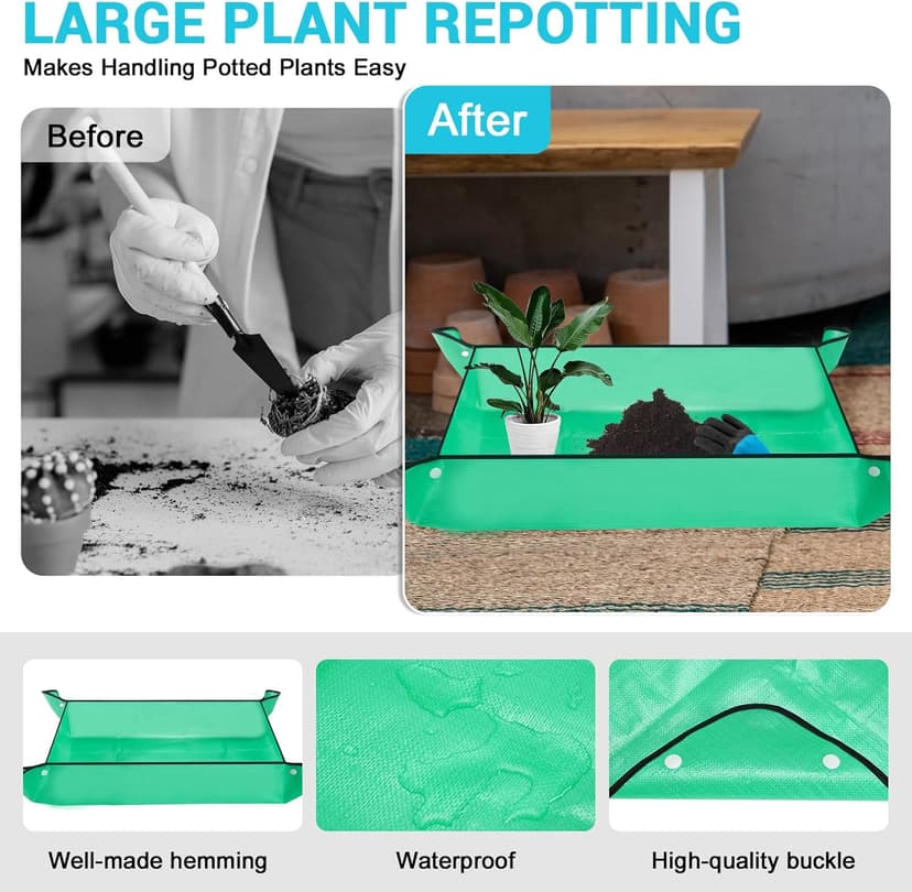 Garden Tool Set with Non Slip Rubber Grip,11 Piece Stainless Steel Gardening Tool Sets,Heavy Duty Outdoor Hand Tools Kit,Durable Tote Bag,Repotting mat,Uprooting Weeding Tool,Ideal Gifts Blue