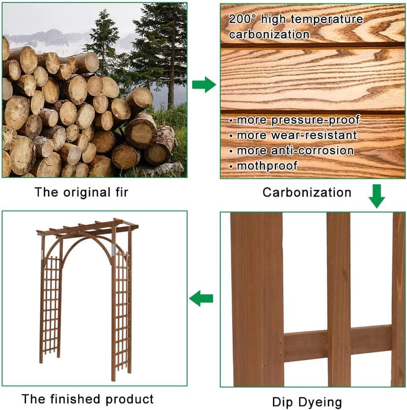 VINGLI 85in Wooden Arbor, Wedding Arch for Ceremony, Wood Trellis for Plant Climbing, Christmas Decor Pergola for Garden Backyard, Lawn (Brown)