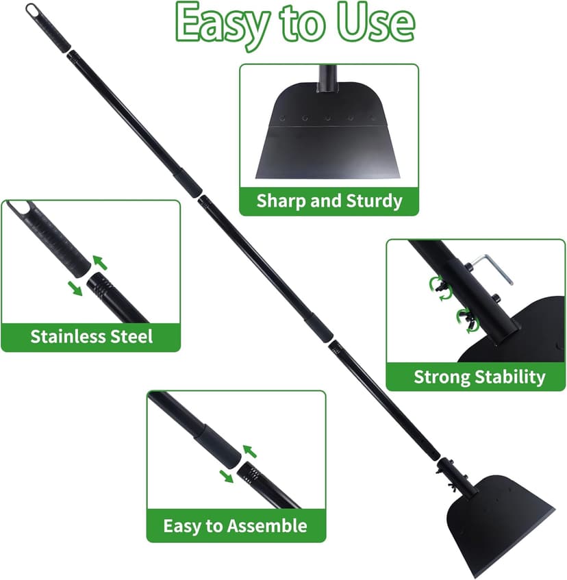 Multifunctional Garden Cleaning Shovel, Heavy Duty Steel Flat Shovel with 55" Adjustable Handle, Floor Weeding Scraper, Outdoor Spade Tool for Weeding, Lawn Edging, Digging, Ice Removal