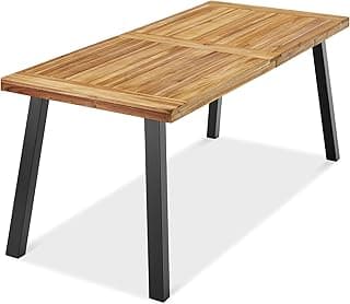 Best Choice Products 6-Person Indoor Outdoor Acacia Wood Dining Table, Picnic Table w/Powder-Coated Steel, 350 Pound Capacity Legs - Natural