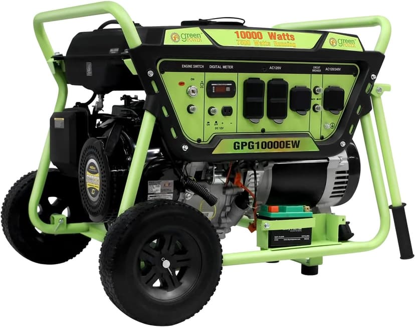Gasoline Powered Portable Generator 10000 Watt, Recoil/Electric Start, 12V-8.3A Charging Outlets, Home Back Up & RV Ready, 49 State Approved（Excluding California）