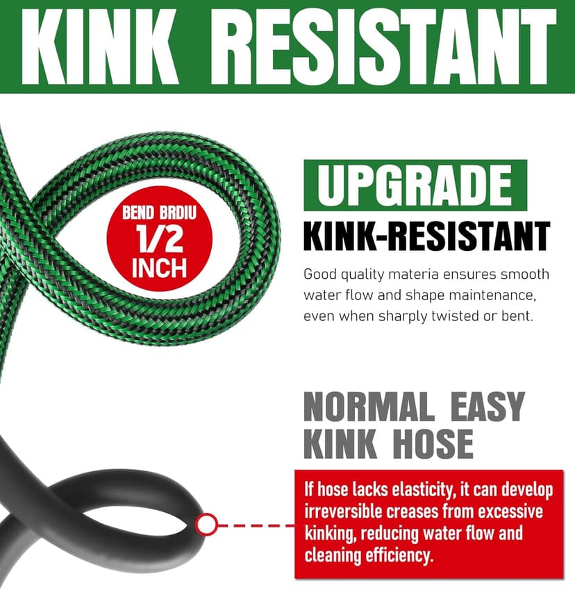 NON-EXPANDABLE Garden Hose 25 ft, Heavy Duty Flexible Water Hose, Kink Resistant Lightweight Hybrid Hose with Durable Fabric Skin, Leakproof Hose Male to Female Fittings
