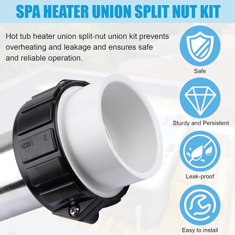 XT Hot Tub Heater Split Nut Union & Heater Tailpiece 2" Heater Adaptor