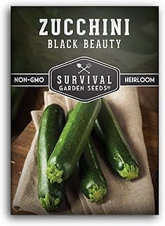 Survival Garden Seeds - Black Beauty Zucchini Seed for Planting - 1 Pack with Instructions to Plant & Grow Dark Green Summer Squash Plants in Your Home Vegetable Garden - Non-GMO Heirloom Variety