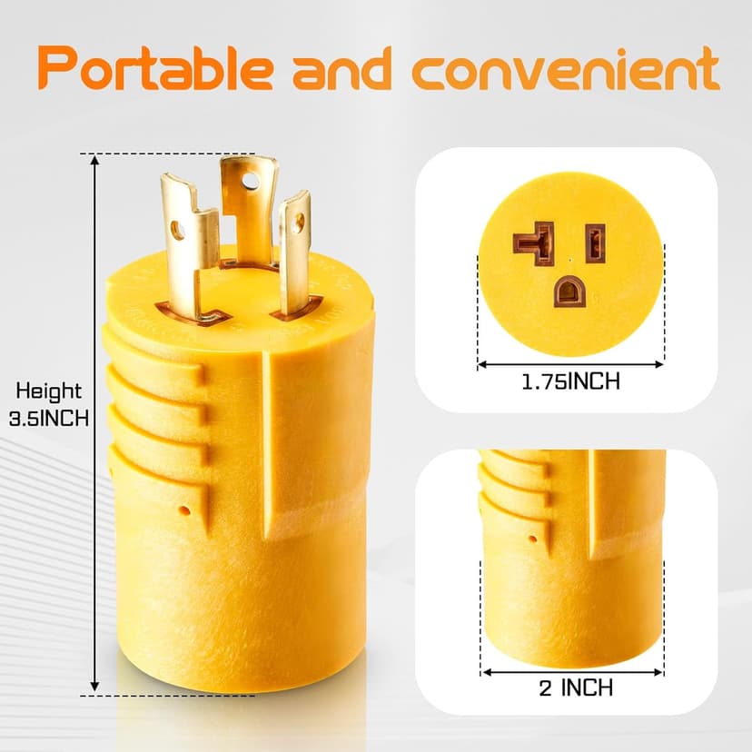 30 Amp to 110 Adapter,L15-30P Twist Lock Adapter to 5-15R/5-20R Outlets,30 Amp 125V to 15/20 Amp Generator Plug for RV, Camper, Household,Emergency Backup