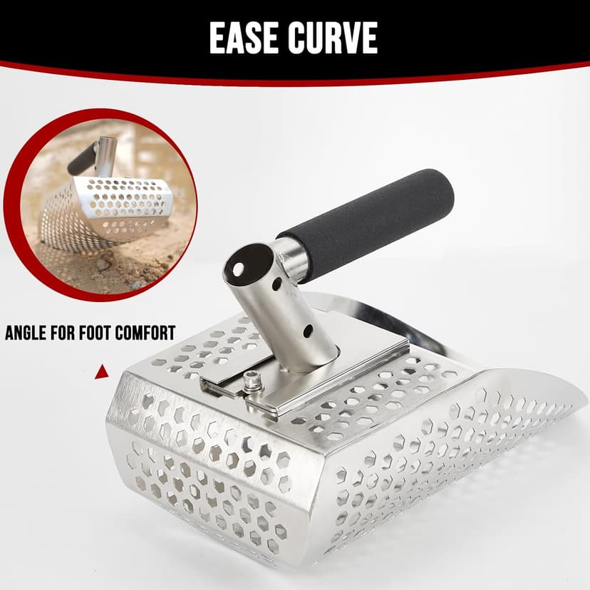 Sand Scoop for Metal Detecting, Metal Detector Accessories, Stainless Steel Sand Sifter Shovel, Metal Detector Sand Scoop, Sand Flea Rake for Beach, Fast Sifter Shovel for Underwater Treasure Hunting