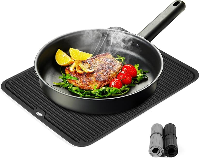 Silicone Trivet Mat Extra Large Heat Resistant, Non-Slip Pot Holder, Multi Purpose Kitchen Hot Pad for Use as a Trivet, Hot Dish Mat, or Utensil Drying Rack 14.2"×11 "