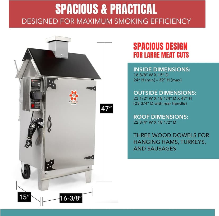 The Sausage Maker - 30 lb. Digital Smoker for Making Sausage, Ham, Fish and Brisket (Eagle with Flag)