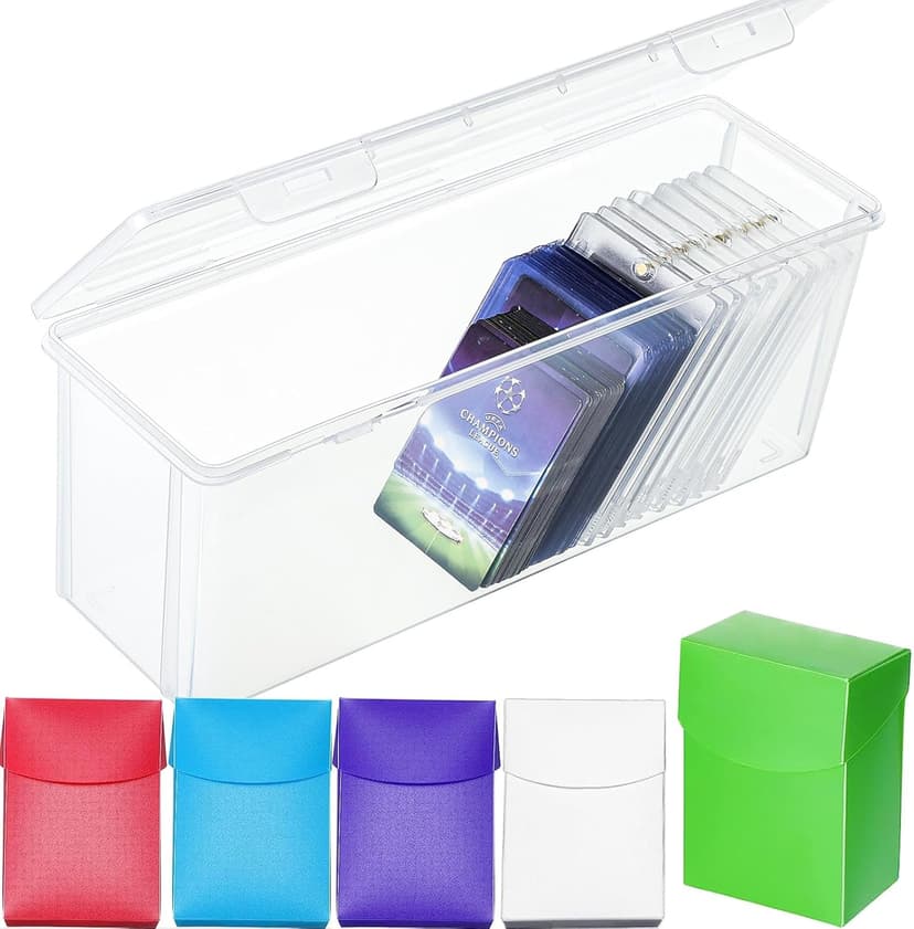 Amylove 6 Pcs Deck Card Boxes Set 5 Pcs Trading Storage Playing Card Box and a Storage Organizer Clear Case Holder Compatible with Mtg and Other TCG