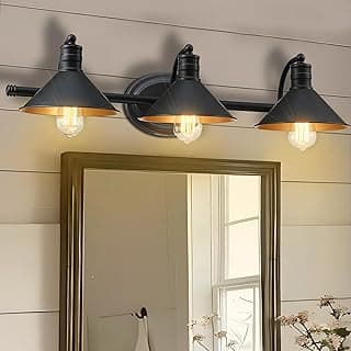3 Light Bathroom Vanity Light Over Mirror - Farmhouse Wall Light for Bathroom Vanity Powder Room, Rustic Gooseneck Barn Style 3 Bulb Wall Sconce Over Kitchen Sink