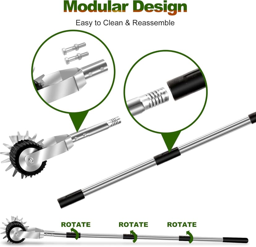 Wheel Rotary Edger Lawn Tool, Manual Grass Edger Trimmer with Adjustable 31.5-60 Inch Stainless Steel Handle, Weed Edger for Sidewalks, Driveways, Garden, Yard, Landscaping, Ergonomic
