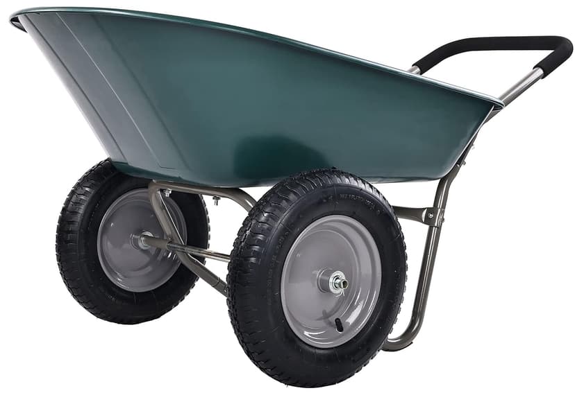 Wheelbarrow Garden Cart, Heavy Duty Home Utility Garden Cart, Dual-Wheel Home Garden Yard Utility Wheelbarrow Cart with Built-in Stand, Green