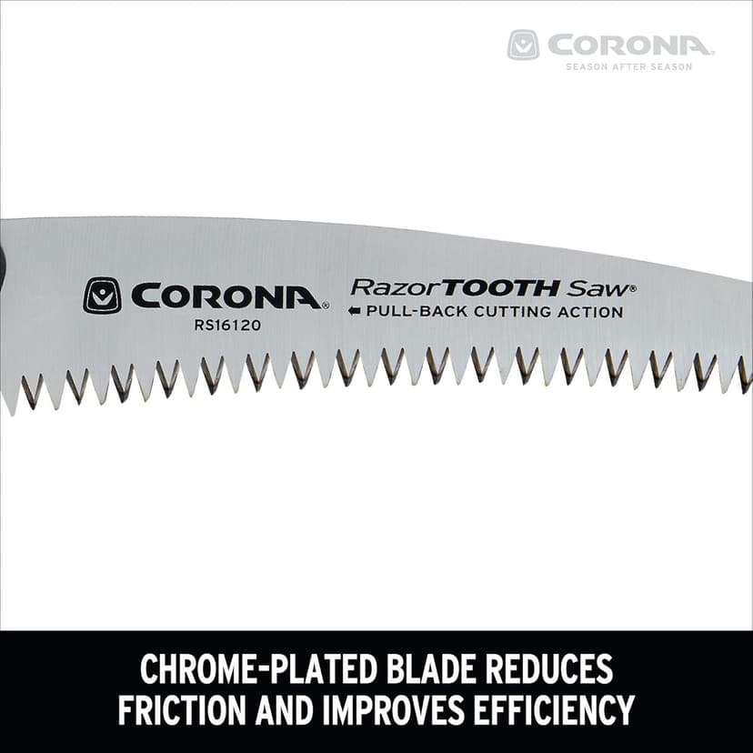 Corona Tools 7-Inch RazorTOOTH Folding Saw | Pruning Saw Designed for Single-Hand Use | Curved Blade Hand Saw | Cuts Branches Up to 3" in Diameter | RS16120